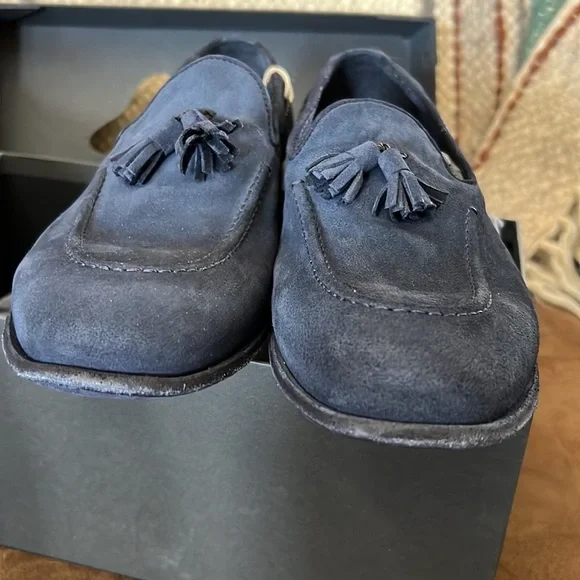 LEMARGO Shoes for Men Size 42 Blue Suede With Tassels New 